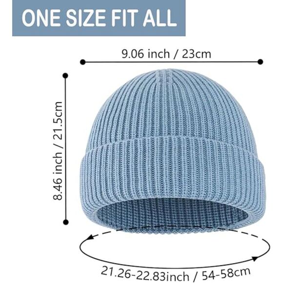 Knitted Cuffed Beanie Cap Unisex Soft Warm Winter Hat Skull Cap for Men Women - Picture 2 of 4